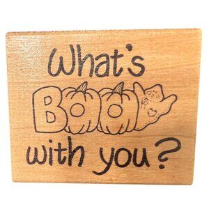 VTG Halloween Darcie Hunter 1994  "Whats Boo With You?" Wooden Rubber Stamp